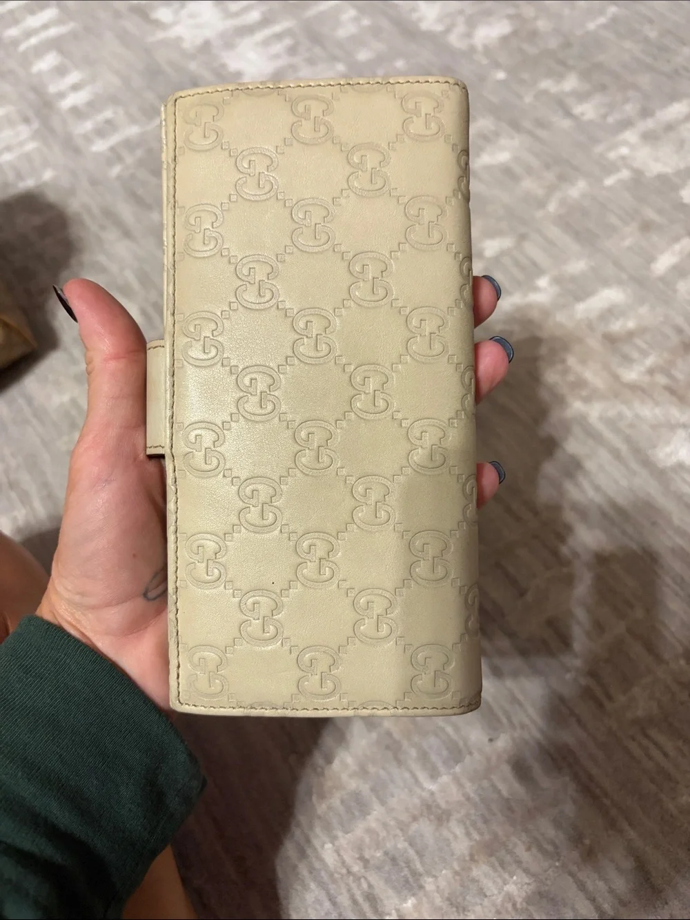 Gucci Cream GG Continental Wallet with Gold-Tone Accent